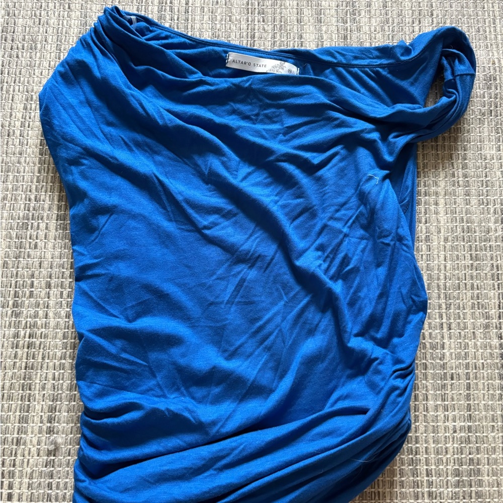 Altar'd State blue off the shoulder top